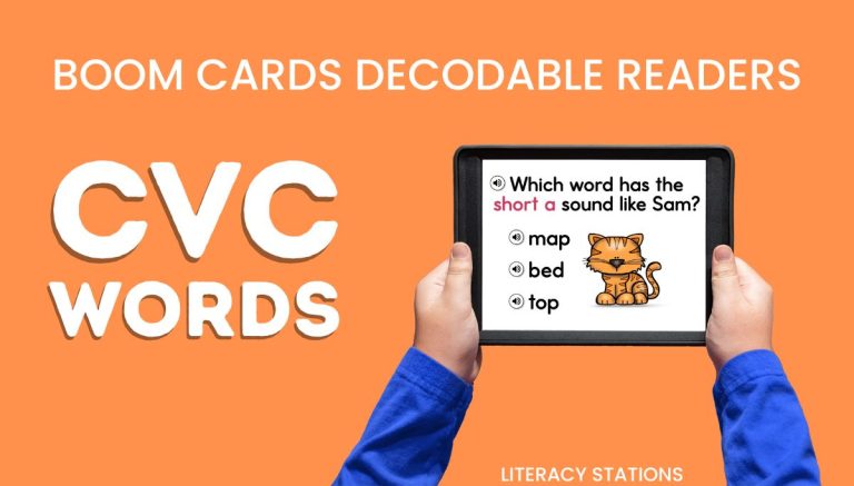Build 1st Grade Phonemic Awareness Skills with CVC Word Decodable Readers on Boom Cards